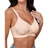 SHARICCA Reggiseno senza cuciture da donna senza ferretto, profondo scollo a V, reggiseno push up bralette morbido, comodo, senza ferretto, beige., XXL