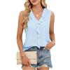 ROFUSSO Canottiere da Donna Camicette Senza Maniche con Collo a V Canotta Estiva Elegante Camicia da Business di Tendenza(Blu,S)