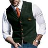 Onsoyours Gilet da Abito da Uomo Elegante Scozzese Tweed Slim Fit Panciotto Casual Smanicato Risvolto Dentellato per Groomsmen da Sposa A Verde L