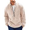 Runcati Felpa da uomo in peluche a 1/4 zip, in pile di peluche Fuzzy Sherpa, leggera, casual, basic, per autunno e inverno
