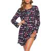 ENJOYNIGHT Camicia da notte da donna, a maniche lunghe, in cotone, camicia | Classico girocollo, camicia da notte con stampa di cartoni animati, taglio ampio, materiale leggero