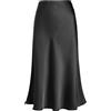 Eisnnu Gonna in Raso da Donna Gonna a Trapezio Lunghezza Midi Tinta Unita a Spina di Pesce in Seta per Feste aziendali S-XXXL (IT, Testo, XL, Regular, Regular, Nero)