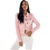 Nina Carter J212 Giacca di Jeans da Donna Slim Fit Colorata per le Mezze Stagioni con Colletto e Tasche - Stretch Primavera ed Estate
