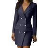 OBiQuzz Autunno Inverno Donna Business Suit Monopetto Doppio Petto Wrap Blazer Abito a maniche lunghe con scollo a V Slim Sexy Trench Coat Tinta Unita Giacca Sottile Abiti 90s Taglie Forti Abito a