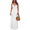shownicer Donne Elegante Abito da Cerimonia Sera Lungo Schienale Fascia Vestito Senza Maniche Estivo Casual Floreale Fiori Fantasia Dress A Bianco XL