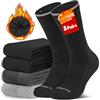 CLOSEMATE Calze Invernali Uomo Donna Calzini Lunghi Termiche in Spugna Cotone 3Nero 1Grigio-Chiaro 1Grigio-Scuro 43-46 L