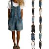 Generico Salopette Ciclismo Donna Vintage - Tuta Jumpsuit Denim Elegante Larghi Leggeri Casual Curvy per Sera Lavoro Mare Ciclismo
