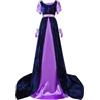 KHIRVWL 2024 Abito da Donna Elegante Medievale con Maniche a Campana Abito Lungo in Stile Rinascimentale retrò Costume da Principessa Carnevale di Halloween A-Line con Guanti