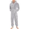 RUMAOZIA Jumpsuit Teddy in Pile da Uomo Onesie Overall Invernale Pigiama in Flanella Abbigliamento da Notte in Pile con Cappuccio e Chiusura a Zip, in Pile, Tutina Morbida e Calda, Tuta Intera da