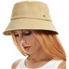 S.ROMZA Cappelli alla Pescatora da Donna Uomo Protezione UV Estate Cappelli da Sole Spiaggia Viaggi Giornaliero Cotone Unisex Impacchettabile A Secchiello Cappello (L, Khaki)