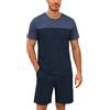Uniexcosm Pigiama Estivo Uomo Corto per Dormire in Estate Pigiami Tuta Uomo Maniche Corte in Cotone Traspirante Blu Navy XXL