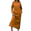 OMZIN Donne Colore Solido Con Cappuccio Oversize Pullover Vestito Manica Lunga Spacco Laterale Maxi Abiti Invernali Felpa