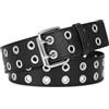 JASGOOD Confezione da 2 cinture a doppio occhiello, in pelle PU, per donna/uomo, Halloween, punk, jeans, cintura a 2 fori, larghezza 3,8 cm, 02-Nero., M: Fit Wasit up to 40 Inch