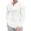 Muscle Cmdr Uomo Slim Fit Scollo a V Camicie Casual Manica Lunga e Corta Muscolo Henley T-Shirt Top Business Elegante