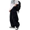 Skateboard Frog Pantaloni Cargo Donna Y2K Baggy Vita con Coulisse Hip Hop | pantaloni cargo femminili neri larghi taglio ampio gamba larga e polsini laterali grandi stile streetwear retrò americano