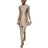 shownicer Costume da Bagno Musulmano Donna Manica Lunga Burkini + Pantaloni da Nuoto Islamico 2 Pezzi Costume da Bagno Copertura Completa Modesto Swimsuit Beachwear A Albicocca M