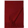 Prettystern Sciarpa Uomo Donna Pura Lana Morbida Scialle Foulard Tinta Unita Con Frange invernale - Vino rosso