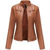 KHIRVWL Offerte Lampo del Giorno Giacca di Pelle Donna Corta Elegante Giubbotto Pelle Moto Invernale Giacca Bomber di Pelle Leggero Comodo Giacchetta Biker Casual Giubbotti Chiodo Giacca in Ecopelle