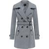 Wantdo Cappotto Doppiopetto Misto Lana Parka Classica Media Lunghezza Giubbotto Antivento Invernale Caldo Giacca Slim Fit con Cintura Vintage Donna Grigio-N 46
