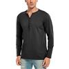 WAZZAP Maglietta Uomo Manica Lunga Henley Scollo a V Fit T-Shirt Casual con Bottoni