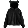 ticticlily Felpa con Cappuccio da Donna Carino Orso Orecchio con Cappuccio Felpa Teen Ragazza Inverno Caldo Pile Fuzzy Felpa Felpa Pullover Top A Nero S