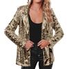 MJGkhiy Blazer Donna Elegante Lunga con Paillettes Moda Aperto Davanti Giacche da Abito e Blazer Glitter Cardigan Taglie Forti Jacket Curvy per Capodanno Sera Cerimonia