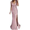 Generic Abito da Damigella con Collo Oro Vestito da Prom per Donne Elegante e Sexy con Paillettes Lunghe da Abito da Festa per Occasioni Speciali Mamma e Figlia Stile Coordinato