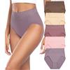 Wealurre Mutande da donna, in cotone, a vita alta, da donna, in pizzo, confezione da 5, Rosa/lilla., M