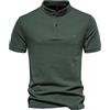 Generic Polo da uomo con colletto alla coreana, a maniche corte, casual, tinta unita, tinta unita, abbigliamento da lavoro quotidiano, Verde militare, M
