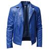 TANGLI Giacca da Uomo in Pelle con Collo alla Coreana Giacca da Motociclista in Pelle con Colletto Pieghevole Casual Giacche in Pelle Casual da Uomo Giubbotti Bomber Nero, Rosso, Blu, Marrone