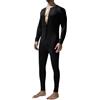 Oanviso Uomo Tuta Intera Overall Jumpsuit Pigiama Monopezzi Maniche Lunghe con Pulsanti Pigiama Set Henley Pigiama in Tuta Comodo Elasticizzato Salopette B Nero XL