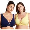 Curve Muse Reggiseno Ferretto Sfoderato Pizzo-x2-Navy,Giallo Chiaro-5C