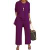 shownicer Completo Donna Elegante Tailleur 3 Pezzi Set Completi di Pantaloni da Cerimonia Set Taglia Grande Abbigliamento per Business e Matrimoni A Viola XL