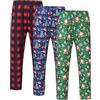 MoFiz Pantaloni Pigiama Uomo Morbido Poliestere Lungo Pantaloni con Stampa Natalizia con Tasche 3 Pack-Natale, L