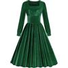 Onsoyours Vestito in Velluto Donna Invernale Vestiti Elegante Sexy Abiti Velluto da Natale Autunno Inverno Vintage Abito da Cerimonia Cocktail Festa Sera C Verde M