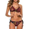 Anceky Set Bikini da Donna con Motivi Etnici e tribali africani, Costumi da Bagno a Vita Bassa, Costumi da Bagno a Due Pezzi, Bikini con Collo Alto