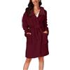 Generic Accappatoi da donna in pile senza cappuccio, vestaglie calde e accoglienti, accappatoio leggero, tinta unita, abbigliamento da notte con tasche e cintura, vino, XXL