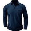 APAELEA Polo Manica Lunga Uomo T-Shirt da Lavoro Multi-Tasca Regolare Taglio Polos da Golf