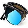 Joopin Occhiali da Sole Pieghevoli Uomo Donna Polarizzati UV400 | Classici Quadrati Occhiali Pieghevole Mezza Montatura Vintage Rettangolare Folding Sunglasses