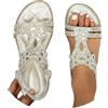 Sobzia Sandalo Donna Estivo,Sandali Donna Estive Gioiello Comodi Eleganti Sandalo da Spiaggia Antiscivolo Lavabili Scarpe Estivo Morbida Punta Aperta Ciabatte Leggero Bohémien Argento 40