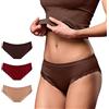 FOCENZA Slip Donna in Microfibra con Dettagli in Pizzo, Intimo Donna Senza Cuciture, Multipack da 3 Pezzi in Vari Colori, Made in Italy (Rosso-Cioccolato-Nudo, S-M)