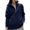 VATIVA Donna 100% Cashmere Allentato Sottile Cerniera Maglione Spessore Collo Alto Cashmere Lavorato A Maglia Cardigan