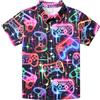 Fanient Camicia Ragazzi Maniche Corte Neon Stampa Gioco Divertente Camicia Tempo Libero Streetstyle Fresca 9-10 Anni,M