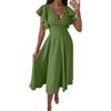 Yegirlzs Vestiti Donna Elegante Vestito Estivi Abiti Scollo a V Manica Corta Abito Cerimonia al Ginocchio Vestiti da Sera Cocktail A1 Verde S