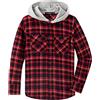 Spring&Gege Camicia a maniche lunghe da ragazzo con cappuccio a quadretti Button-Down in flanella per bambini, Colore: rosso, 11-12 Anni