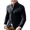 shownicer Cardigan Maglioni da Uomo Invernale a Maniche Lungh con Collo a Bavero Giacca con Bottoni Uomo Casual Slim Spessa Caldo Maglioni con Tasche A Nero 3XL