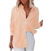 Homlan Camicetta da Donna a Maniche Lunghe, Casual, con Scollo a V, con Bottoni, Arancione, M