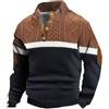 Generic Oversize Felpa da uomo con colletto alto, maglione invernale da uomo, con bottoni, a maniche lunghe, invernale, casual, a maglia, morbida, da uomo, in pile, caffè, M
