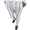 Onsoyours Pantaloni a Righe da Uomo Formale Pantaloni Estivi alla Moda Pantaloni a Sezione Sottile Uomo Pantaloni da Jogging Slim Fit con Tasche e Cerniera Bianco L
