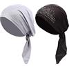 YJZQ Cappello da Donna Chemo con Cristalli plissettati Elasticizzati a Turbante, Berretto a Bandana con Teschio Etnico, Copricapo per Malati di Cancro, Perdita di Capelli da Alopecia Confezione